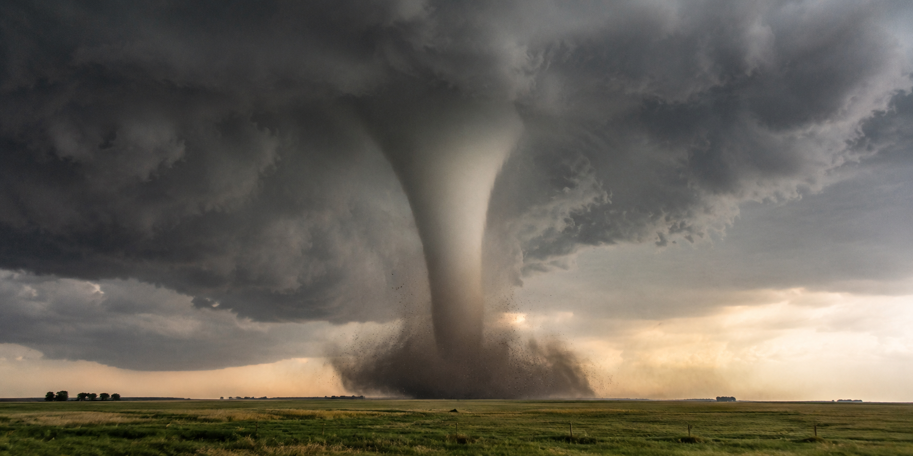 Tornado under a severe storm